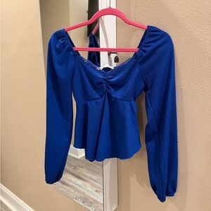 Altar'd State Royal Blue Ruched Blouse